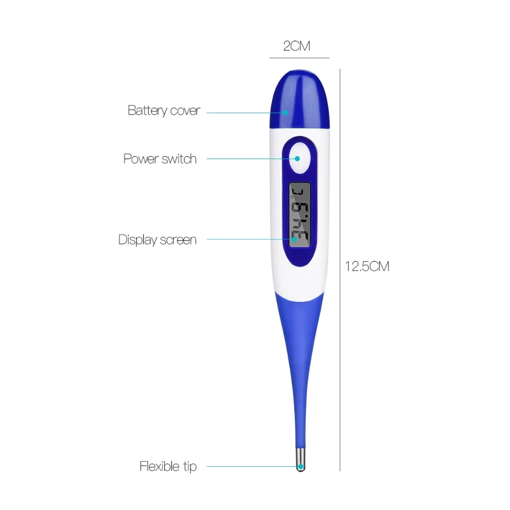 Цифровой Детский термометр, Электрический термометр для подмышек и рта, точный водонепроницаемый термометр с мягким наконечником, датчик температуры для детей 0