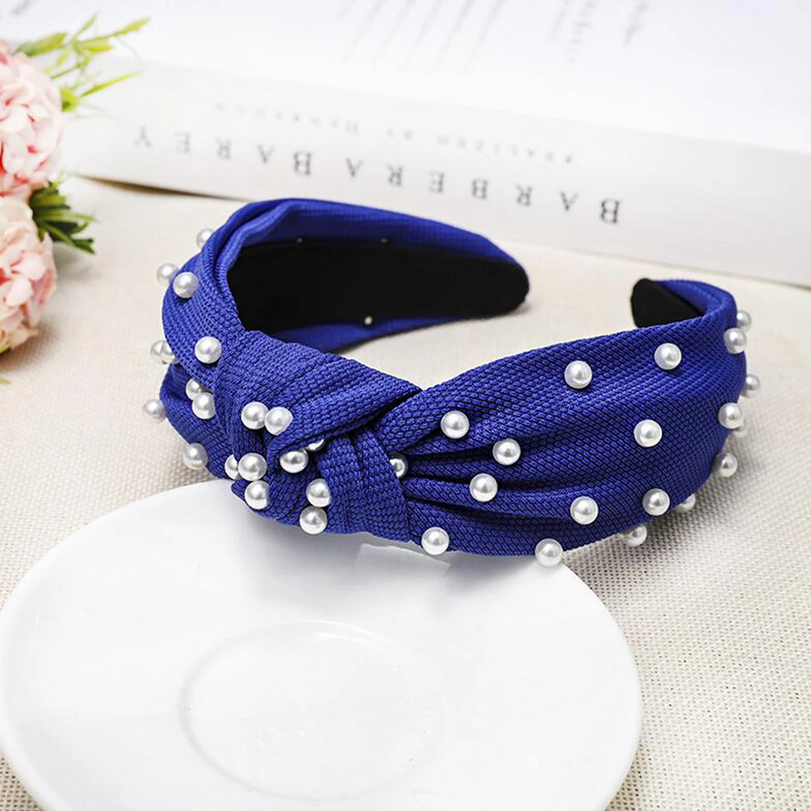 New Fashion Girls Headband Pearls Inlay Solid Hair Band Women High Quality Turban Autumn Headwear Hair Accessories Wholesale bride headband