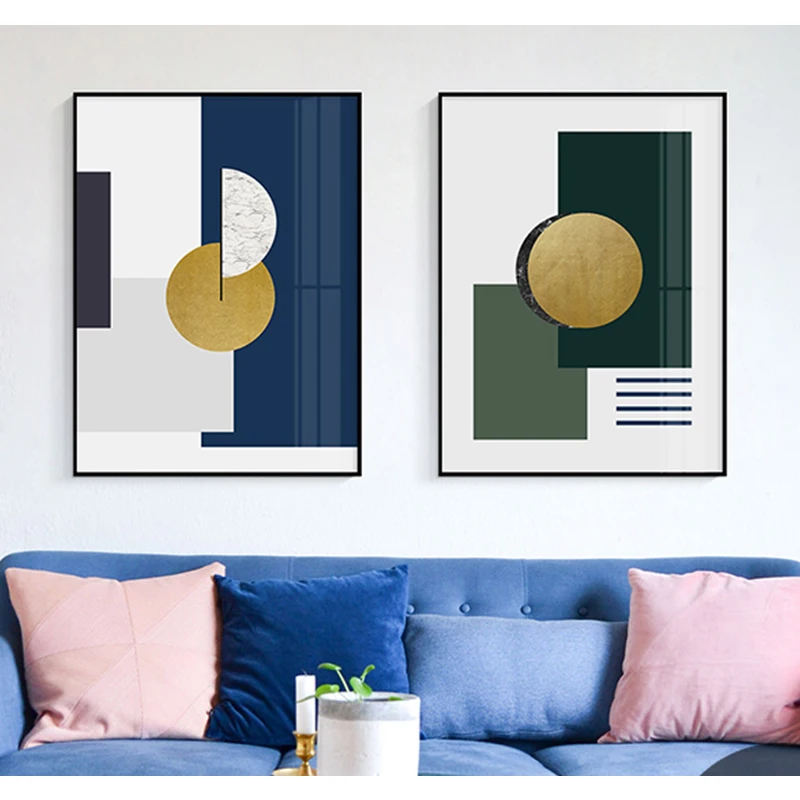 

Modern Abstract Canvas Painting Geometry Wall Art Print Home Decor Poster Picture for Living Room Decoration