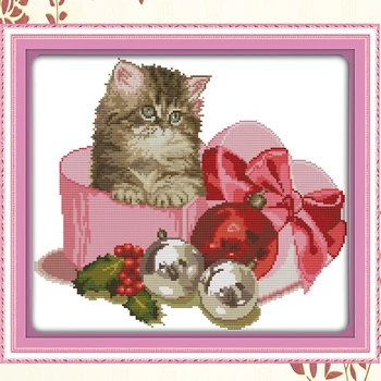 

Joy Sunday,Christmas gift cat,cross stitch embroidery set,animal picture cross stitch,Needlework counted cross-stitch patterns