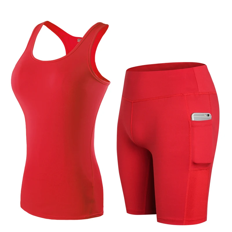 

FNMM 2019 New Yoga Sets Vest&Short Top Female T-shirt Fitness Clothing Quick Dry Running Short Gym Sport Shorts pantalon corto