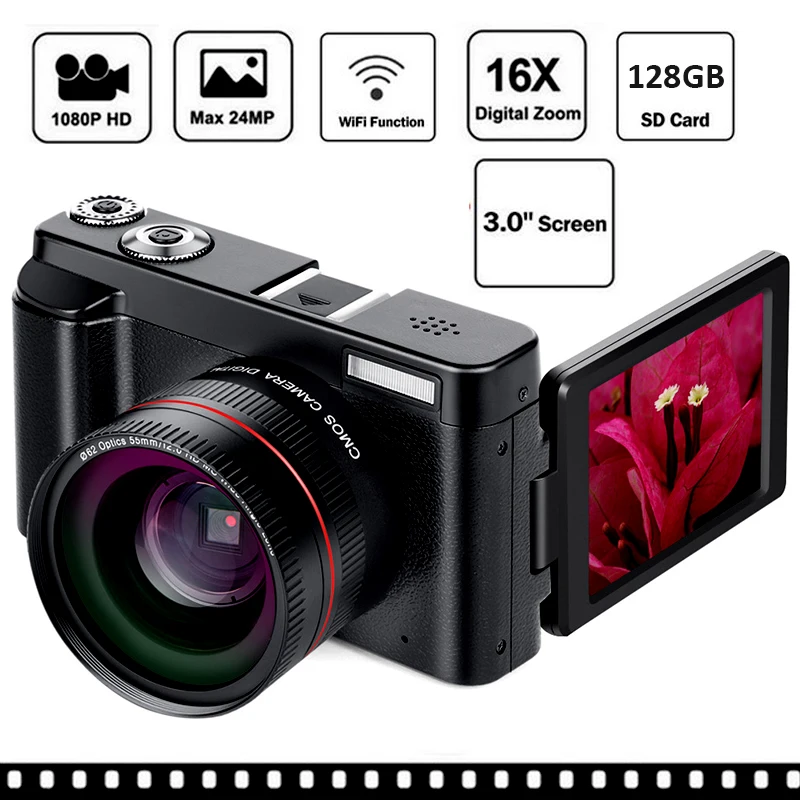 Новая цифровая камера с Wi-Fi для Камера 3 дюймов Вращающийся ЖК-дисплей Экран 16X цифровой зум 13MP CMOS видеокамеры DSLR анти-дрожание Камера набор