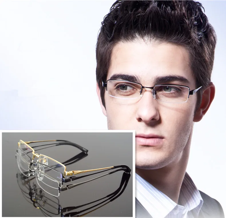 Pure Titanium Spectacles Eyeglass Frame Glasses Eyeglasses Half Rimless