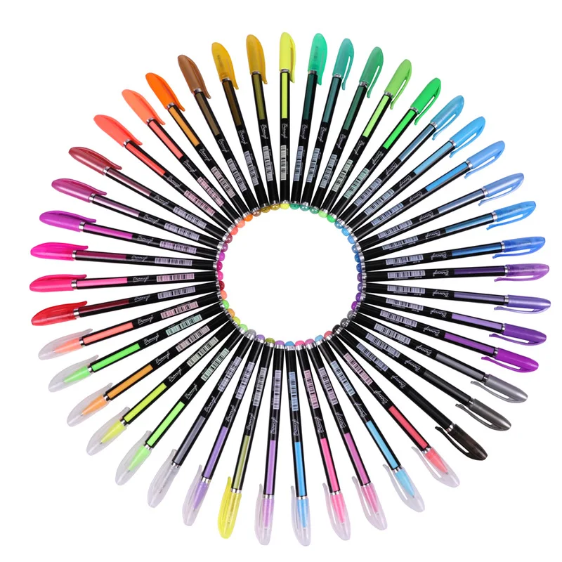 48 цветов блестящая ручка неоновый цвет 1,0 мм чернила Детские граффити гуашь гелевые ручки для школы кавайные ручки канцелярские товары для рукоделия