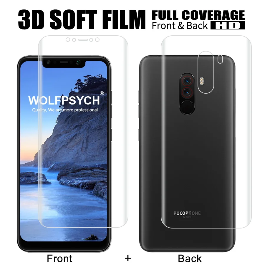 

Front + Back Soft Film For Xiaomi Mi Pocophone F1 Screen Full Cover Protector For Poco Phone F1 Silicone Hydrogel Sticker