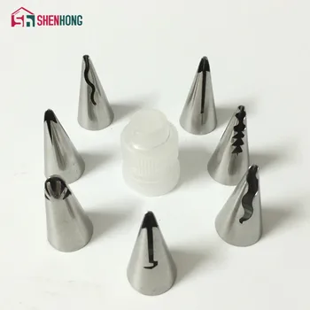 

7PC/Set Korean Puff Skirt Tips + 1 Converter Shape Wedding Nozzles Pastry Icing Piping Nozzles Pastry Decorating Cake Tools