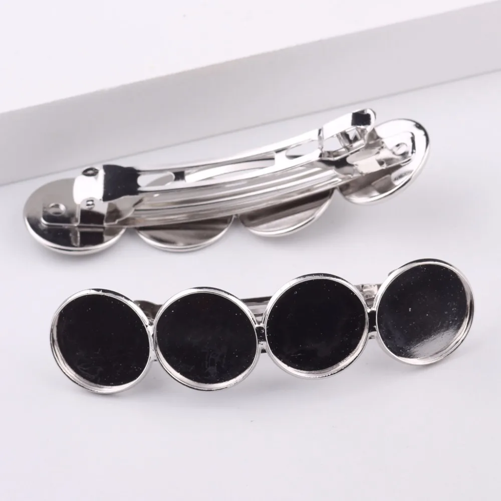 

reidgaller 10pcs fitting 20mm cameo cabochon hair clip base diy blank hairclip bezel trays diy jewelry findings