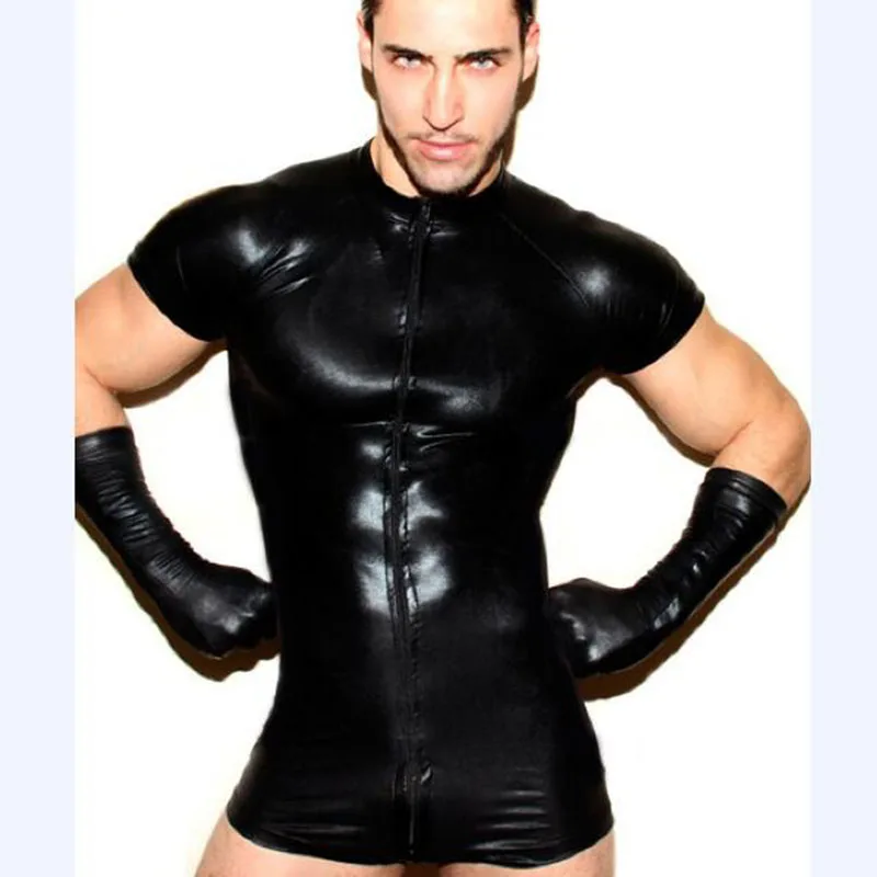 Body Suits Men Costume Sexy Gay Faux Leather Lingerie Clothing Latex 