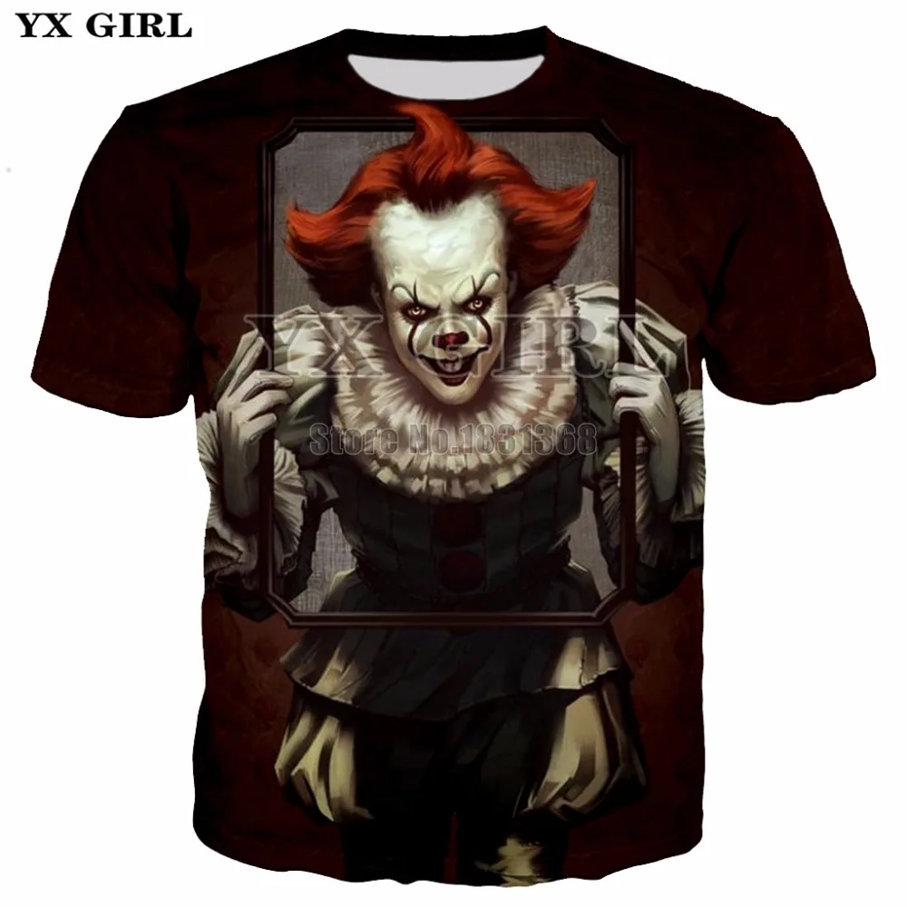

YX GIRL anime clown 3D Print T Shirt Men Women Funny Sexy Tops Summer t shirts Plus size S-5XL