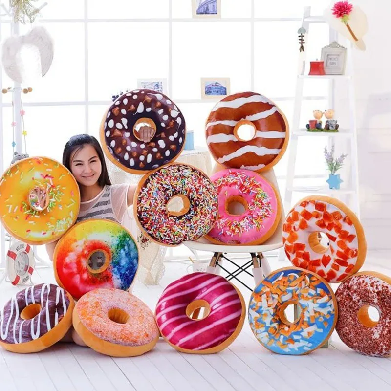 

40cm 3D Doughnut Pillow Chair Cushion donut coussin Decorative Cushions Sofa Cushion Throw Pillows Plush Doll Seat Pillow