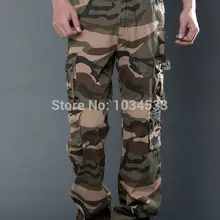 Армейские мужские свободные брюки в Военном Стиле, хлопковые камуфляжные брюки карго, повседневные брюки с большим карманом