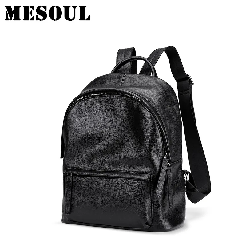 Mesul, мягкие рюкзаки из натуральной кожи, Женская дорожная сумка на плечо, женский модный повседневный черный рюкзак, школьный рюкзак для девочек-подростков