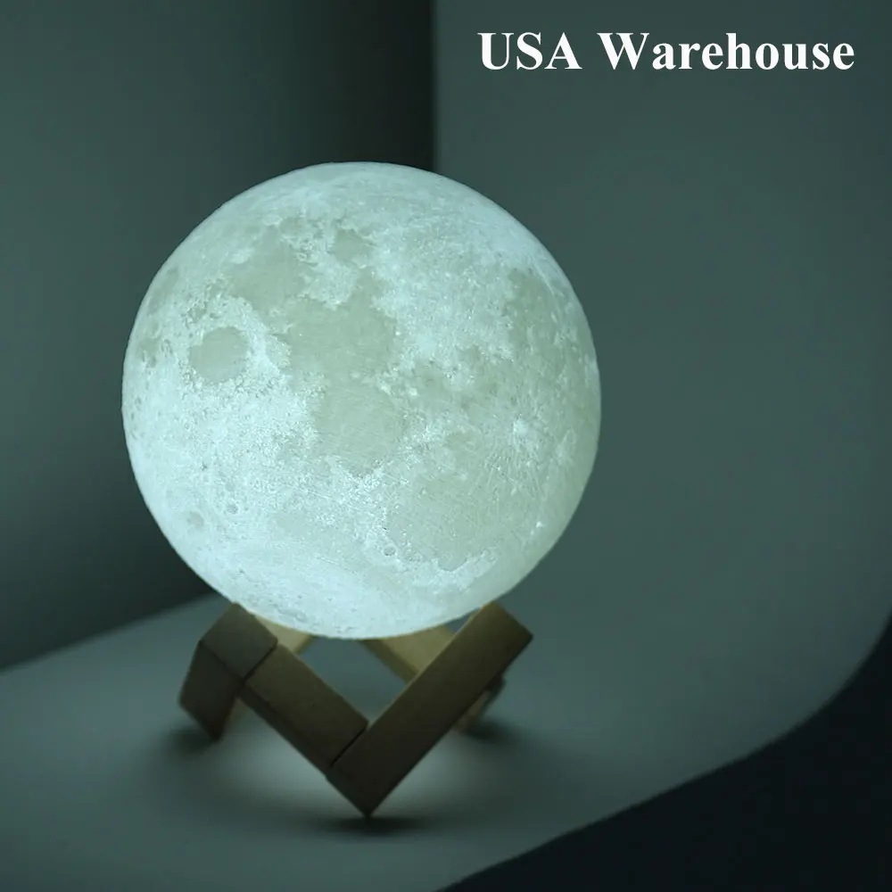 Magical 3D Dicetak Bulan Lampu Malam Cahaya 2 Warna Mengubah Sensor