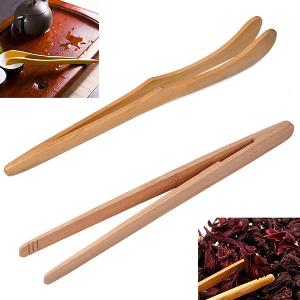 

1pc New Wooden Tea Tweezer Bacon Tea Clip Tongs Bamboo Kitchen Salad Food Toast Tools