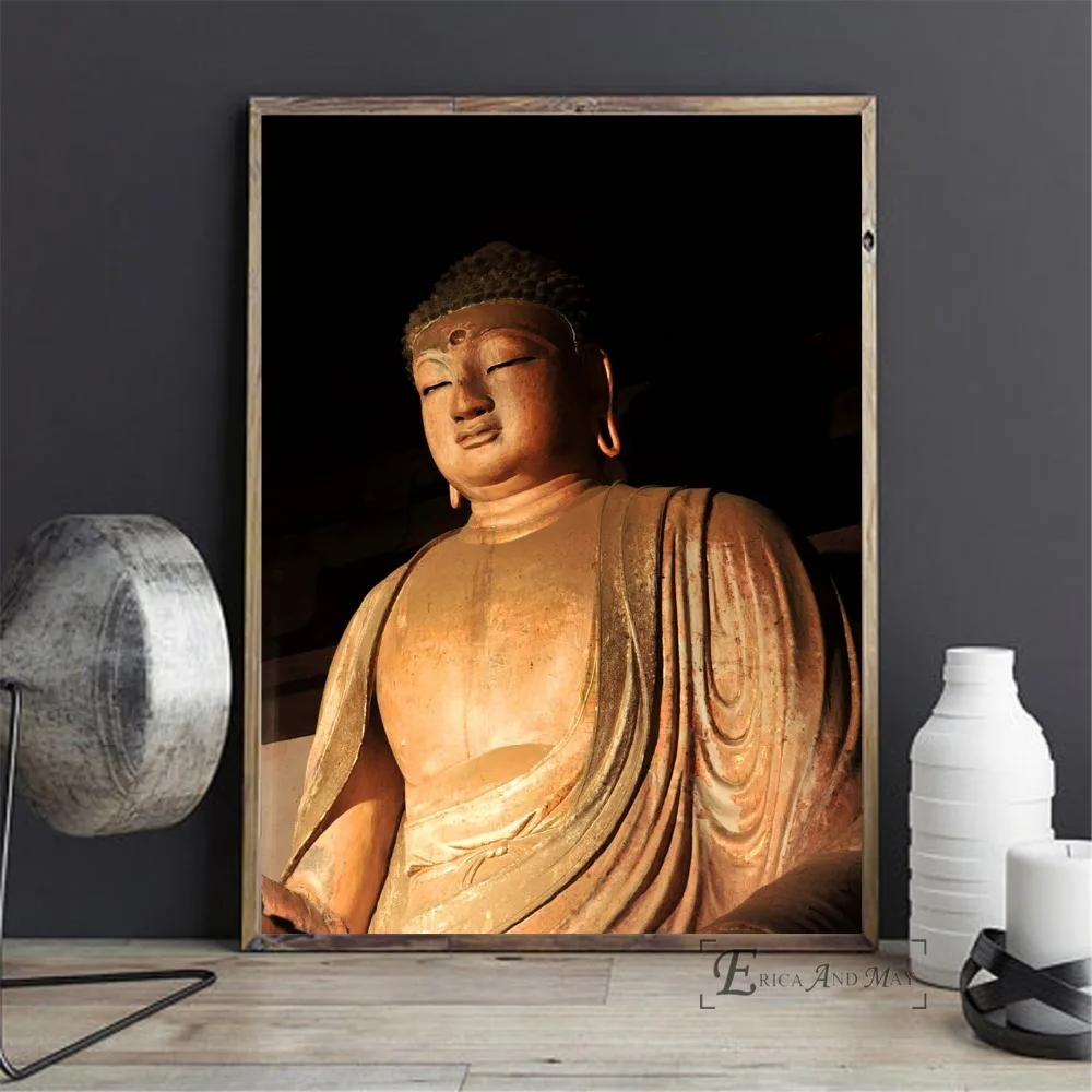 Изображение лица Будды Золотое произведение искусства на продажу плакат настенная живопись Гостиная абстрактный холст художественные картины для домашнего декора без рамки
