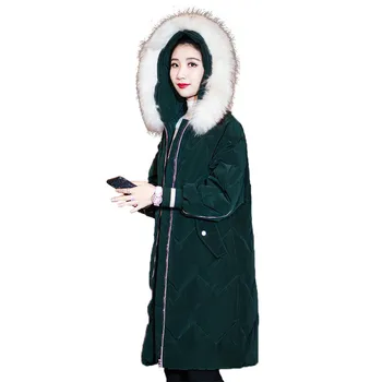 

2019 New Autumn winter Medium length Outwear Coat Jacket zipper Hooded Long sleeve Women parka Thick warm Fashion Cotton C25