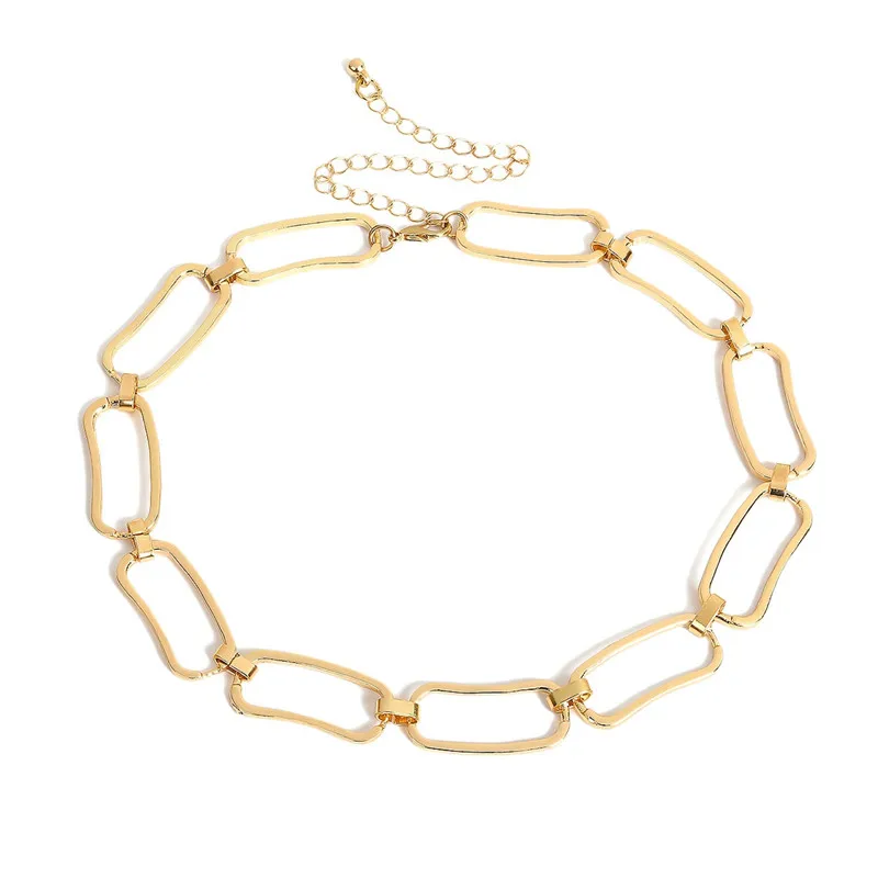 Полые квадратные металлические цепи, колье, ожерелье s для женщин, простое шикарное золотое ожерелье, ювелирные изделия, колье