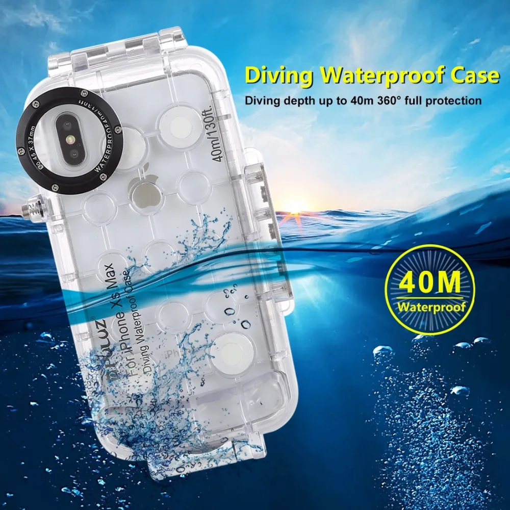 PULUZ 40 m/130ft XS Max водонепроницаемый корпус для дайвинга фото видео съемки Подводное покрытие чехол для iPhone XS Max