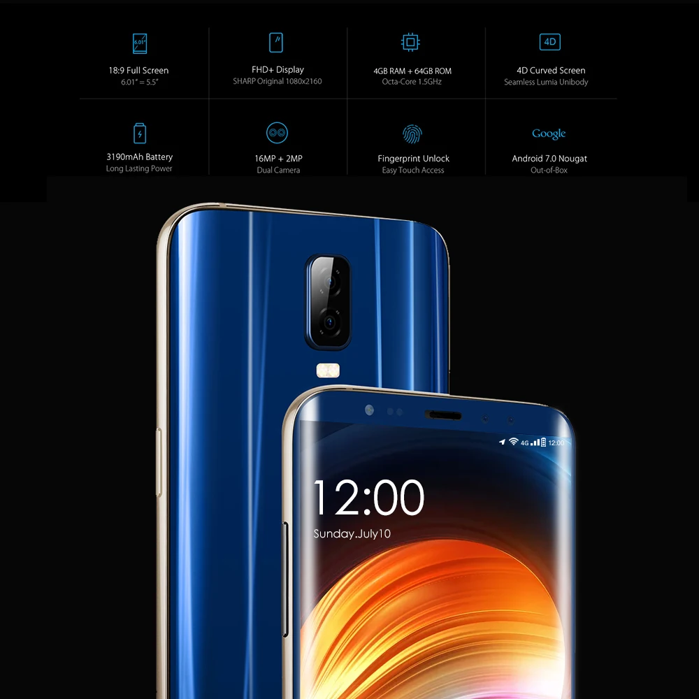 KOOLNEE K1 4 г сотовый телефон Android 7 0 6 01 дюймов MTK6750T Octa Core 1 5 ГГц ГБ Оперативная память 64