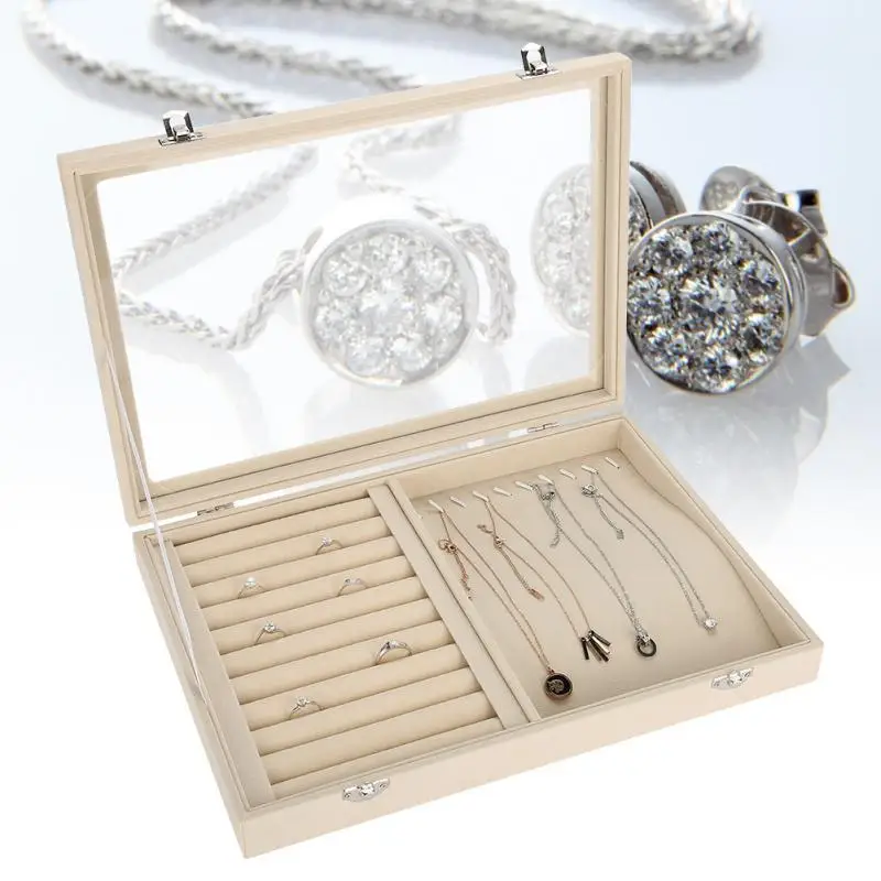 Фланель браслеты-кольца Цепочки и ожерелья ювелирные изделия лоток Показать чехол Дисплей Чехол Шкатулка для ювелирных изделий