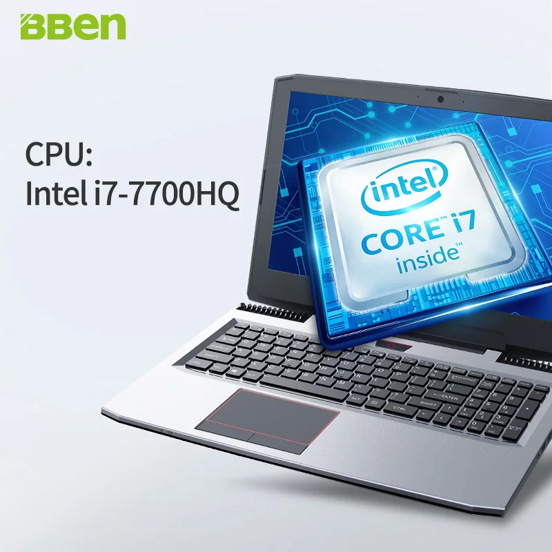 Ноутбук BBEN G16 i7 7700HQ, 15,6 дюймов, игровой ноутбук, быстрая работа, 32 ГБ+ 512 ГБ SSD+ 2 ТБ HDD, 1920x1080 FHD, wifi, ips экран