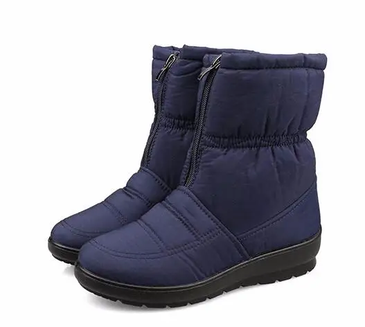 Модные зимние женские ботинки; женские водонепроницаемые ботильоны на молнии; теплые зимние ботинки; женская обувь; botas mujer; большие размеры 35-42; C064 - Цвет: Синий
