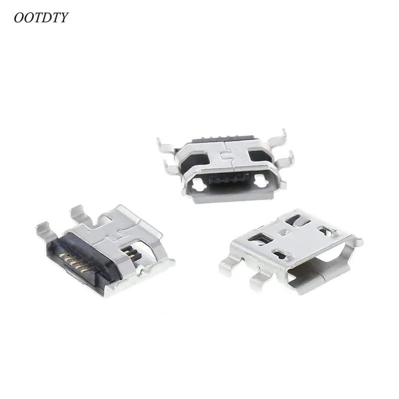 OOTDTY 10 шт. Micro USB Type B 5 контактный гнездовой SMD 4 Штекерный разъем DIP|Соединители| |