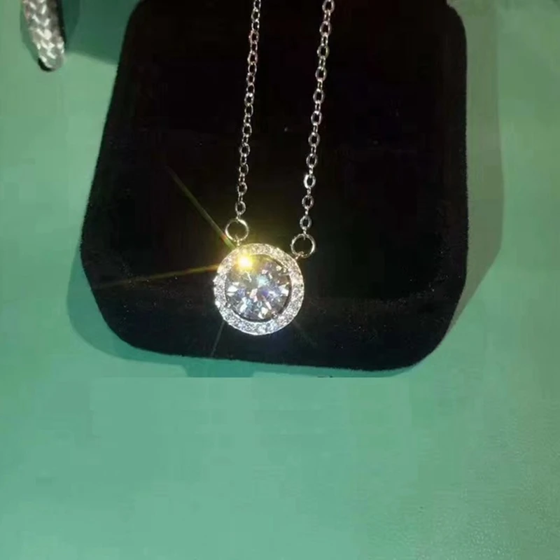 

MY Hot Pure 925 Sterling Silver Zircon Round Collar Necklace One Stone Wedding Elegant Simple Love Simple Jewelry