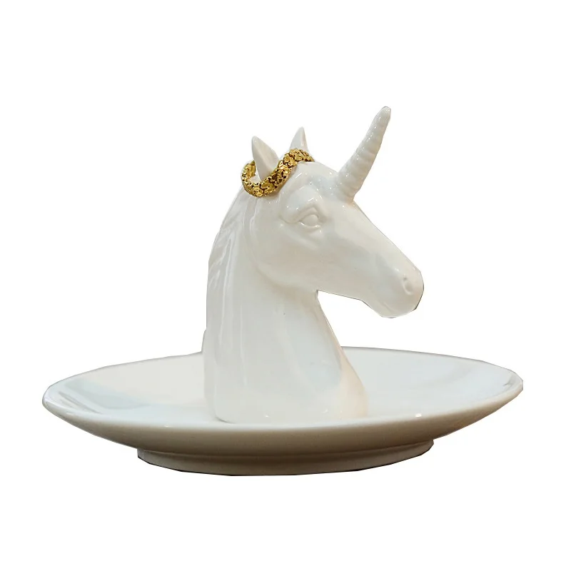 

Nordic Ceramic Jewelry Storage Dish 5 Inches Animal Theme Antelope Table Decorative Plates Desktop Crafts Home Decoration