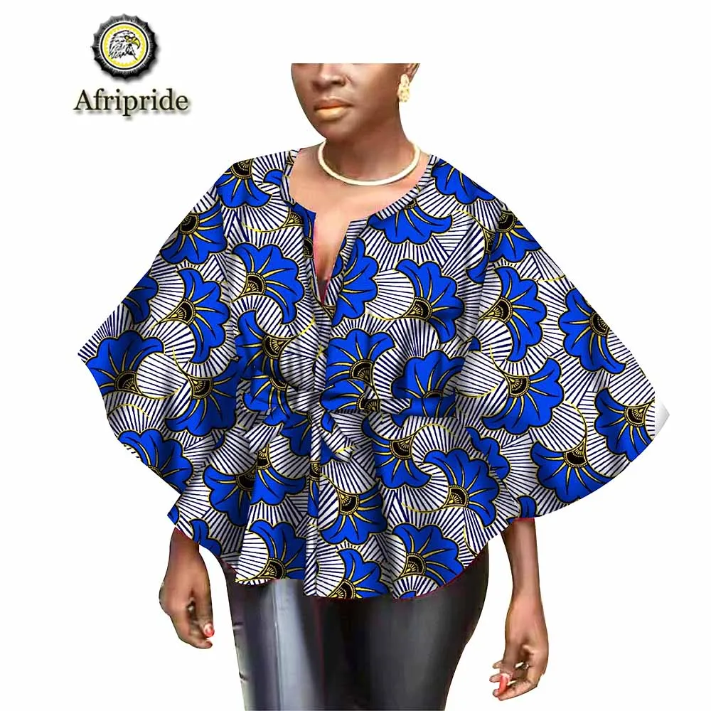 Весенняя африканская одежда для женщин, Анкара, блузка с принтом, наряд Дашики, топы bazin riche, чистый хлопок, куртка, AFRIPRIDE, S1822007