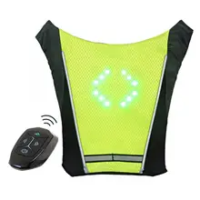 Светодиодный жилет для езды на велосипеде сумка для горного велосипеда беспроводной пульт дистанционного управления безопасности Сигнал поворота жилет Светоотражающие отражающие жилеты с поясом