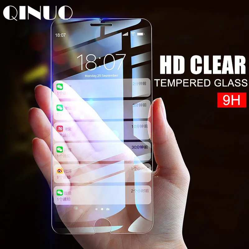QINUO 9H HD прозрачное закаленное стекло для iPhoneXS Max XR Защитная пленка экрана iPhone5S SE 6 6S