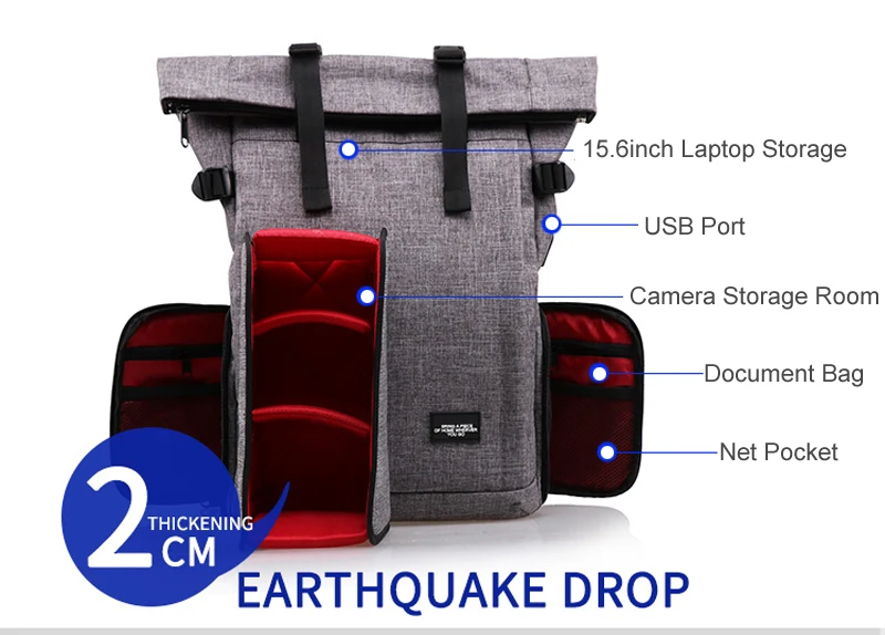 Большой Ёмкость Водонепроницаемый Камера мульти-функциональный рюкзак& USB Порты и разъёмы подходит 15inch кейс для ноутбука плечи фото с гидравлической головкой для DSLR сумка
