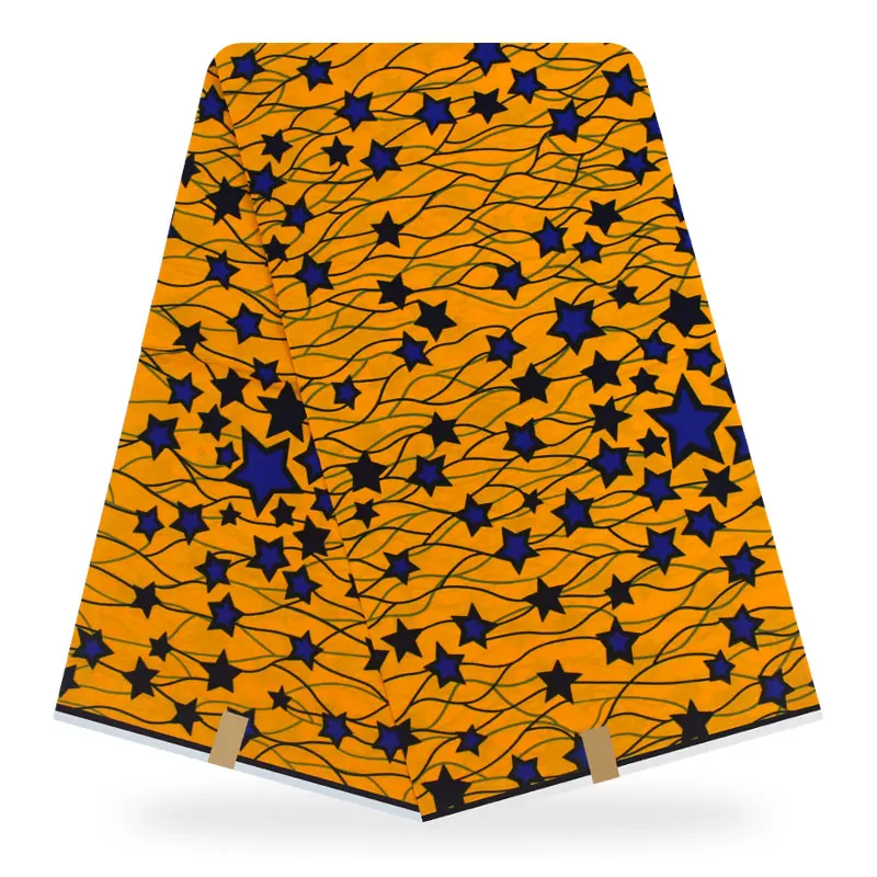 

wholesale wax print fabric african,hollandais elegent wax fabric african yellow star design dresses cotton dutch wax fabric