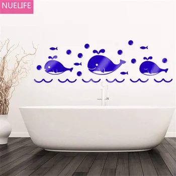 

Cartoon Marine life whale 3D acrylic wall stickers bathroom kids room kindergarten bedroom living room decoration wall stickers