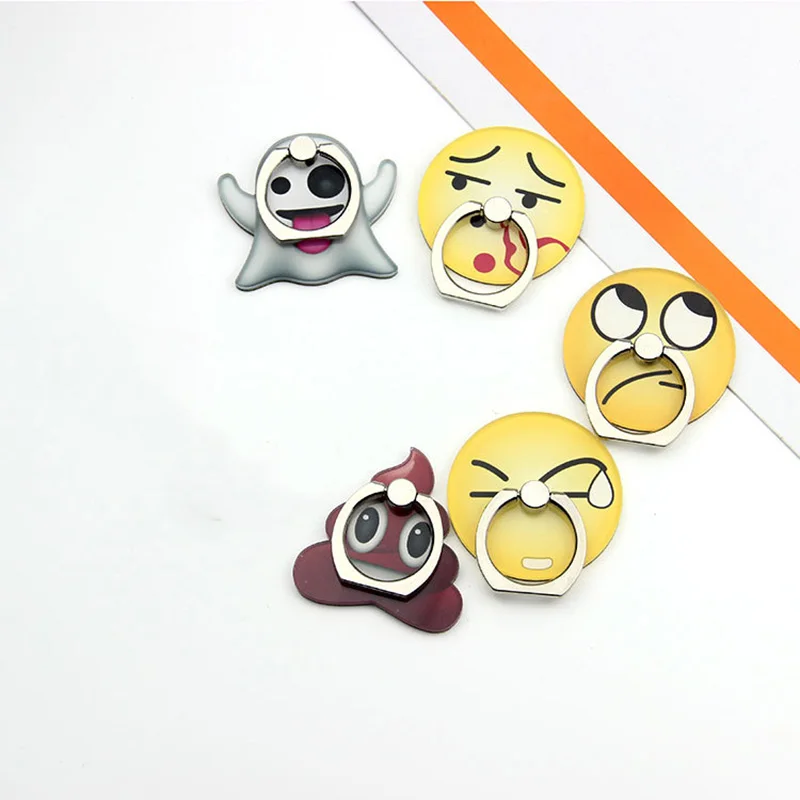 

Romatlink New ABS Finger Ring Cute Mobile Phone Holder Stand Rings Emoji Pattern Cartoon Smartphone Rings Support