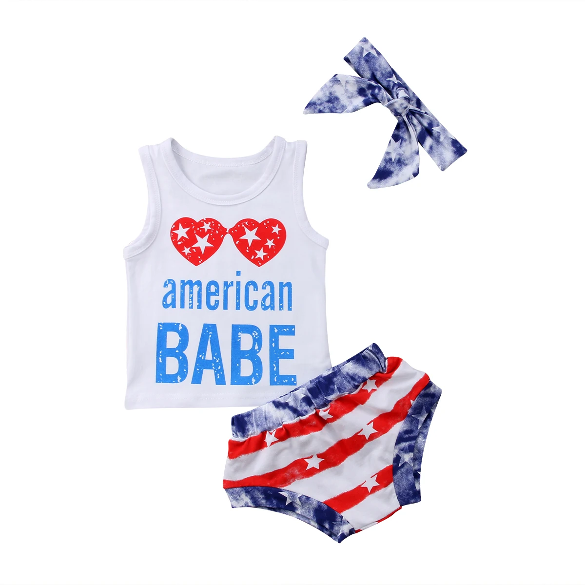 

Kids Boy Girls Clothes Summer Sleeveless T-shirt+Striped Triangle shorts Outfits 3PCS Set Clothes