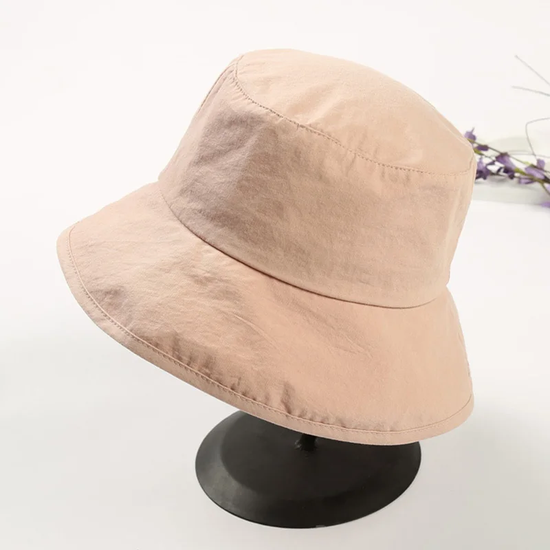 

Summer girl solid color Bucket Hats shading flat caps outdoor fishing hunting fisherman sunscreen folding cap free shipping