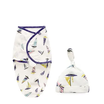 

Baby swaddling towel pure cotton hugging bag sleeping bag neonatal swaddling sleeping bag hold quilt with hat cocoon diapers
