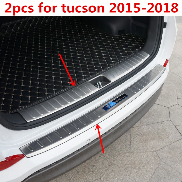 MWJK Carbon Fiber Leather Car Rear Bumper Protector Styling Accessories for Hyundai Tucson