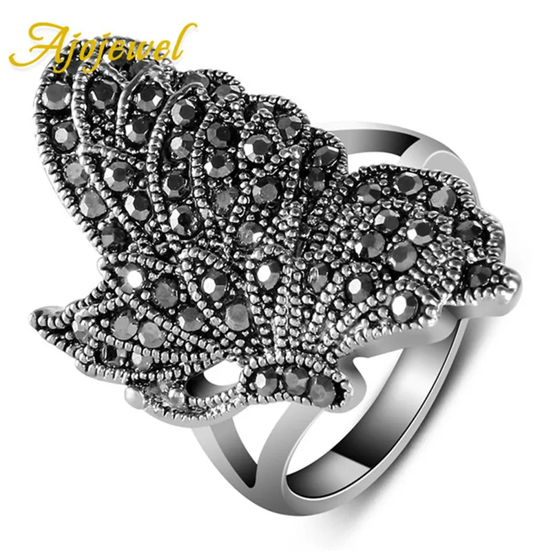 Женское Винтажное кольцо с бабочкой Ajojewel большое марказитом антикварное