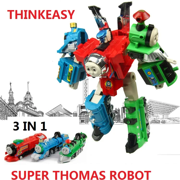 

3 IN 1 Super transformation thomas Robot figure toys with package Children puzzle Figures for Birthday Gift Kids Toy set