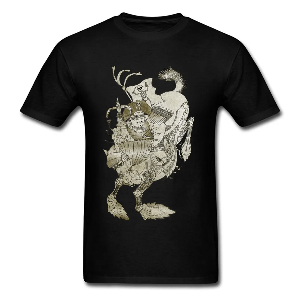 Family T Shirt 2018 Hot Sale Round Collar Normal Short Sleeve Cotton Fabric Men's T Shirt Fitness Tight Tshirts Steampunk Pirate Samurai riding iron horse black