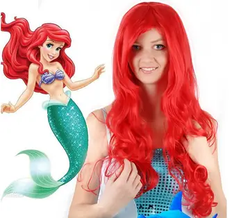 

Halloween Lady Cosplay Wig Mermaid Red Wavy Wig Cosplay Costume Wigs Carnival Party Women Cosplay Supplies 10pcs + Free Tattoos