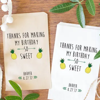 

Personalized Hawaiian tropical birthday popcorn candy Buffet lolly bags Baby Shower Bakery Cookie goody gift Favors pouches