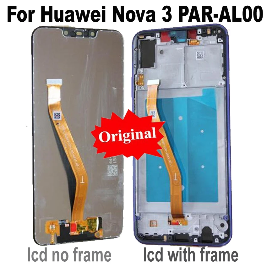 Для 6," huawei Nova 3 PAR-AL00 ЖК-дисплей, сенсорная панель, дигитайзер в сборе+ рамка, сенсорные части телефона