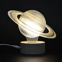 Сатурн дизайн DC5v детская Спальня ночной Светильник 3D Иллюзия творческий, украшение на Рождество, для дома, настольная лампа акриловый светодиодный ночной Светильник