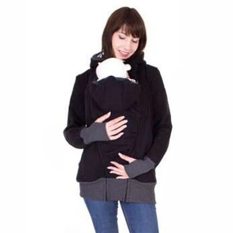 

fashion style maternity warm clothing mother autumn solid long sleeve women hoddies carry baby infant sweatshirt zipper coat