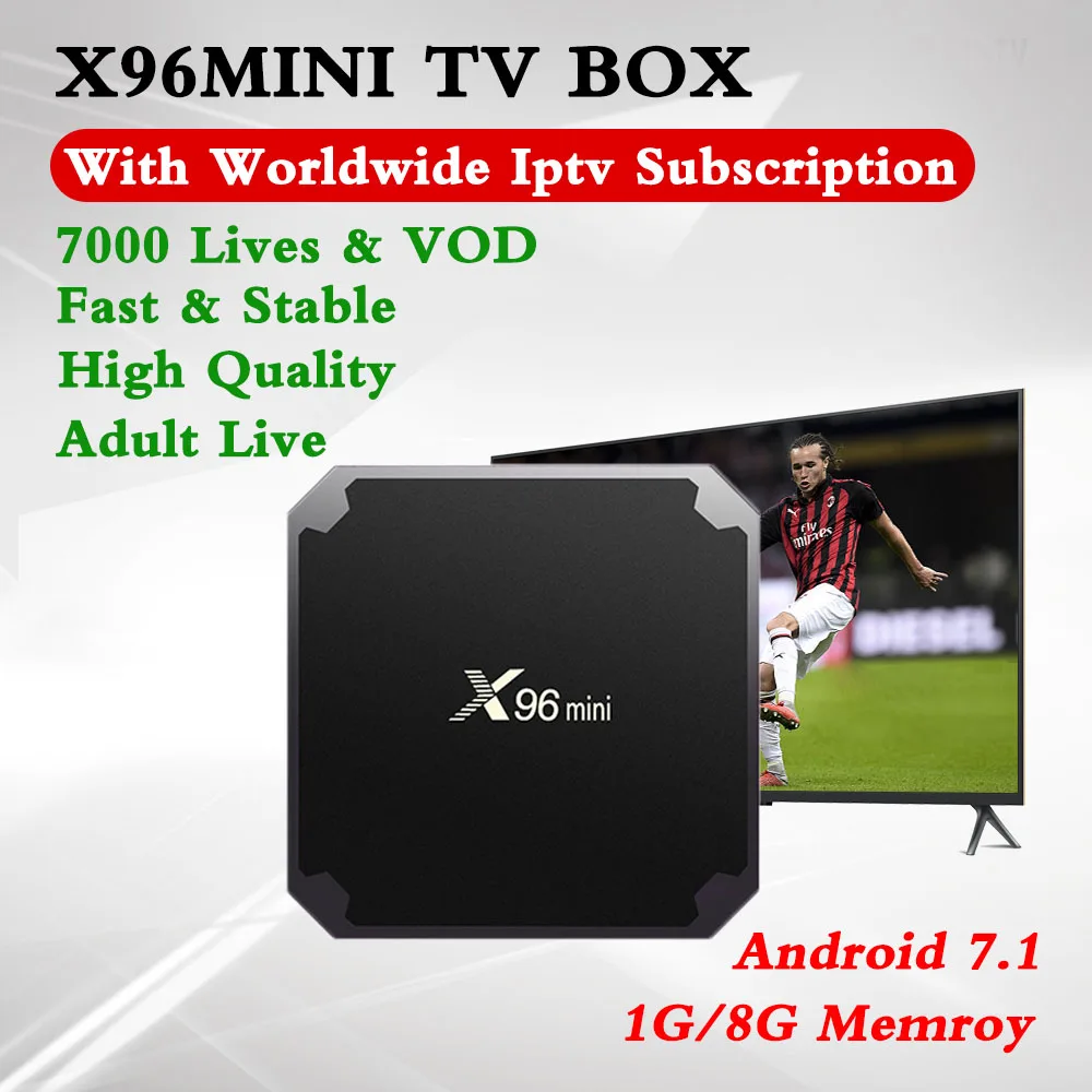 

X96mini Android TV Box 1G/8G BT4.0 With Acebird Pro Iptv Subscription Netherlands Sweden Finland Portugal Germany XXX 7200Live