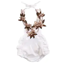 Милая одежда для малышей Дети Обувь для девочек 3D цветок рюшами спинки комбинезон одежда в загородном стиле